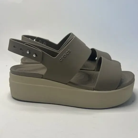Crocs Women’s Brooklyn Low Wedges Platform Sandals Size 5 Beige Slingback Summer - Picture 5 of 11